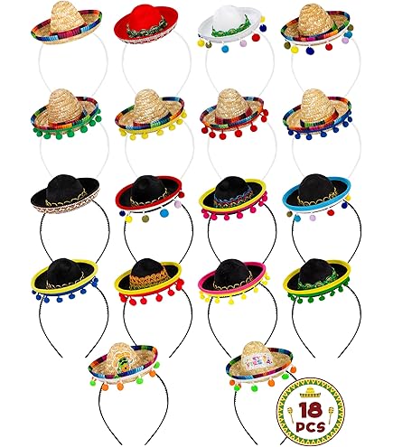Mexican Headband Fiesta Hats Assorted Mini Sombrero Headbands