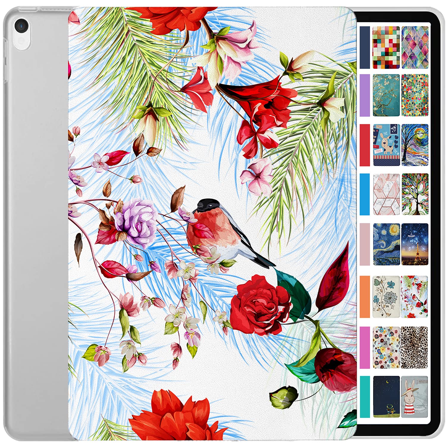 DuraSafe Cases for iPad Pro 12.9 2nd Gen 2017 Hard Back Printed Case A1670 MQDC2B/A MQDD2B/A MQDA2B/A A1671 MP6H2B/A MP6J2B/A MP6G2B/A MPL02B/A MPL12B/A A1821 MQEF2B/A - Birds & Flowers