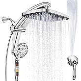Rain Shower Head with filtered Handheld High Pressure rainfall Shower Heads with Handheld Spray Combo Adjustable one-piece stand daul shower head Built-in Magnetic Docking and Power Jets