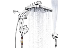 RAZIME Rain Shower Head with filtered Handheld High Pressure rainfall Shower Heads with Handheld Spray Combo Adjustable one-piece stand daul shower head Built-in Magnetic Docking and Power Jets