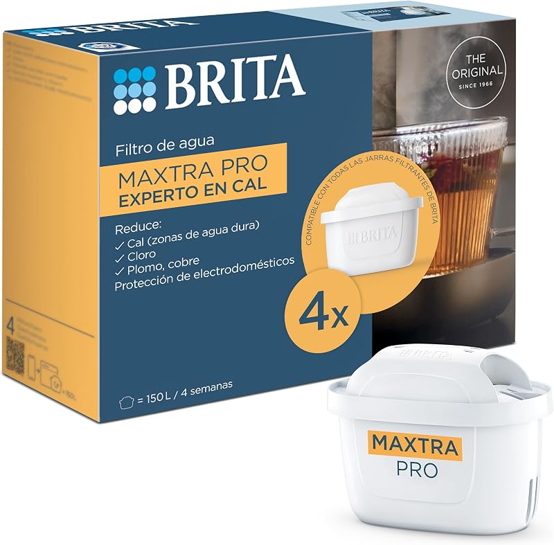 Cartucho filtrante de água brita maxtra pro cal expert pack 4 | substituição original dos jarros brita com filtração extra de cal e proteção para eletrodomésticos: para bebidas quentes