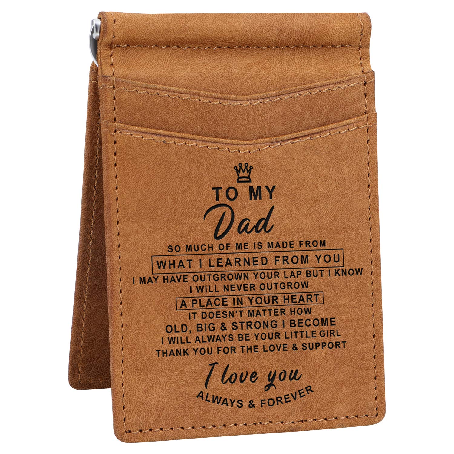 Kenon Personalized Slim Wallet for Men | RFID Blocking Minimalist Credit Card Holder with Gift Box Custom Leather Card Holder for Husband,Son,Dad (to My Dad from Daughter)