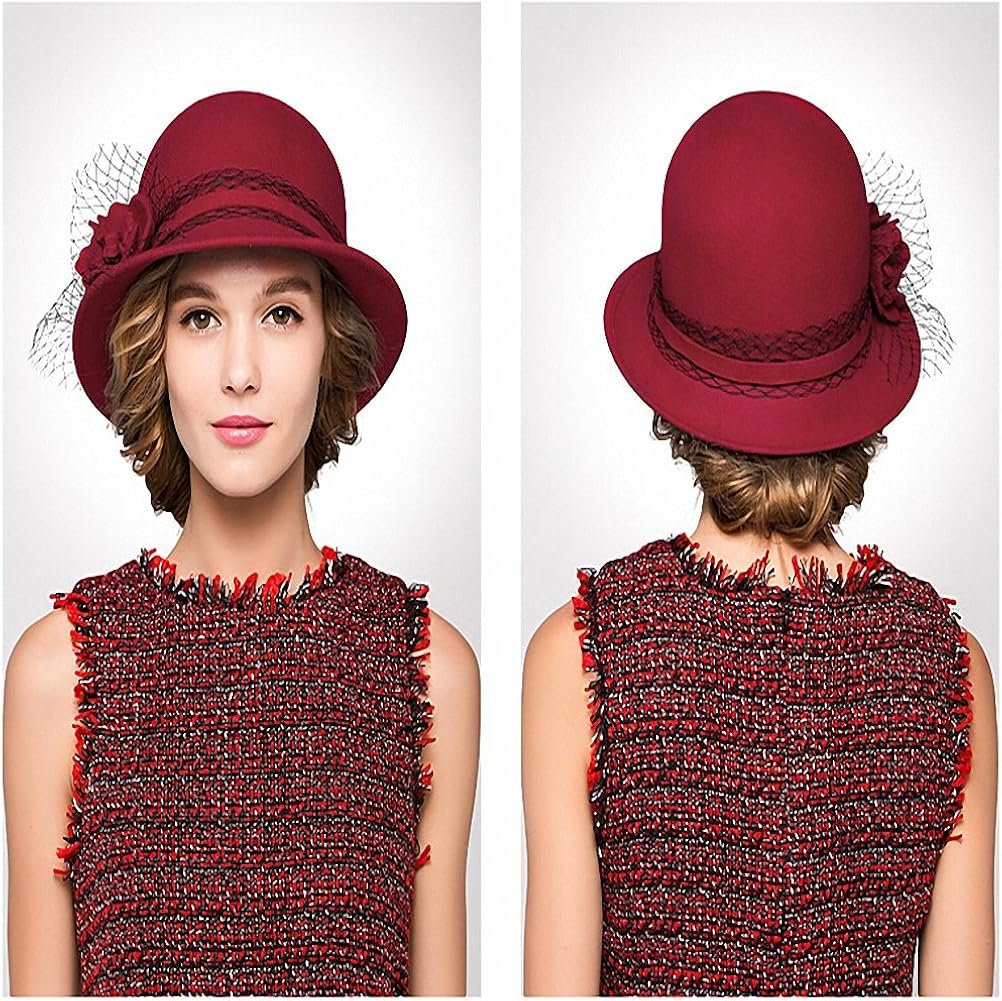Maitose Women's Wool Felt Bowler Hat Black at  Women’s Clothing store