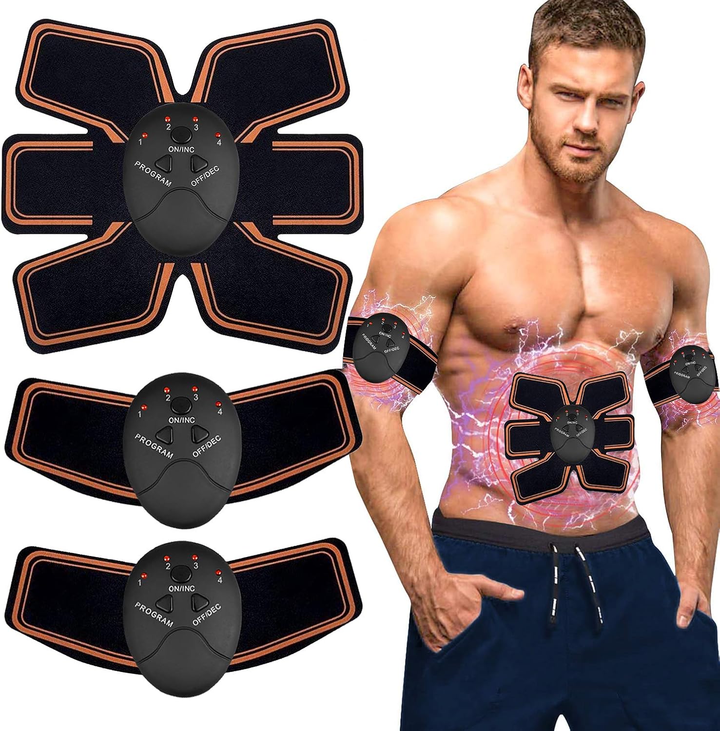 EMS Bauchtrainer Mit LCD Display - 8 Modi, 19 Stufen, USB Aufladbar