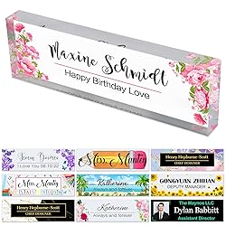 Office Desks Name Plate Personalized Custom Clear