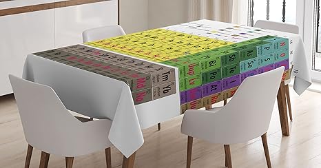 Ambesonne Modern Tablecloth Periodic Table Of Elements Phd Chemistry Student Family For Science Lover Education Dining Room Kitchen Rectangular