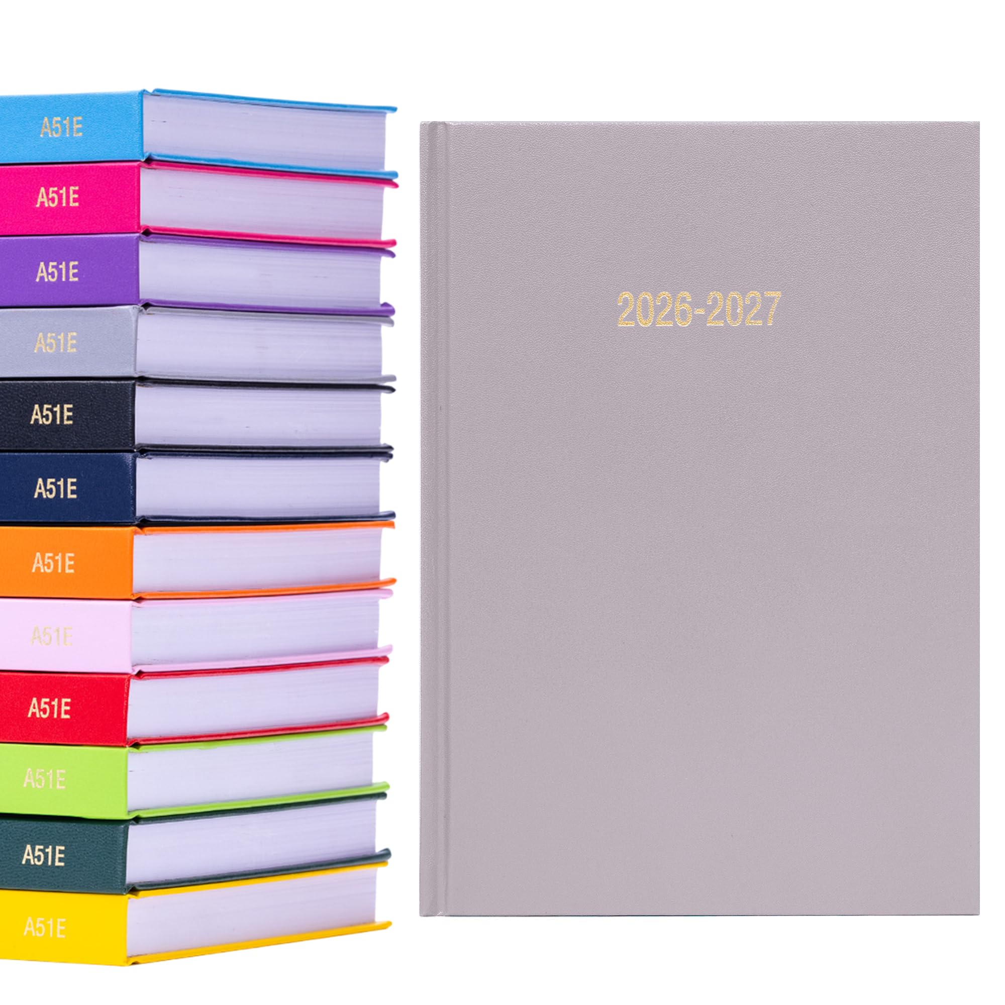 2026 2027 Academic Diary A5 Page a Day - Mid Year Hardback Planner From August 2026 to July 2027 - Student Teacher School Organiser with Ribbon Bookmark (A5, Grey)