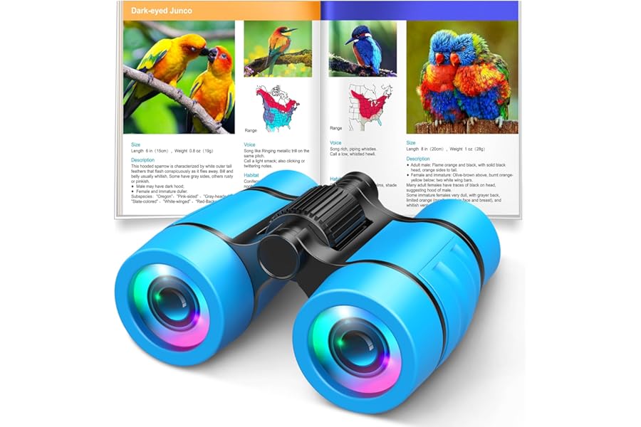 Toys for Boys Ages 3-7: LET'S GO! Kids Binoculars with Bird Watching Manual for 4 5 6 7 Year Old Boys Girls Outdoor Toy for Kid Ages 4-6 Camping Telescope Toddler Birthday Gift Stocking Stuffers