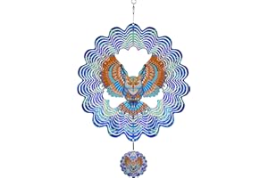 BUARO8AGA Hanging Wind Spinners Outdoor - Owl Gifts for Mom Dad Grandma, 11.5 Inch 3D Metal Birds Wind Catcher Art Garden Kinetic Wind Sculptures & Spinners for Garden Yard Porch Decor