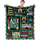 Gamer Blanket Sherpa Throw Blanket,Ultra Soft Flannel Gaming Blankets,Double Layer Fabric Warm Blankets,Video Game Blanket,Gaming Accessories for Room 60" X 50"