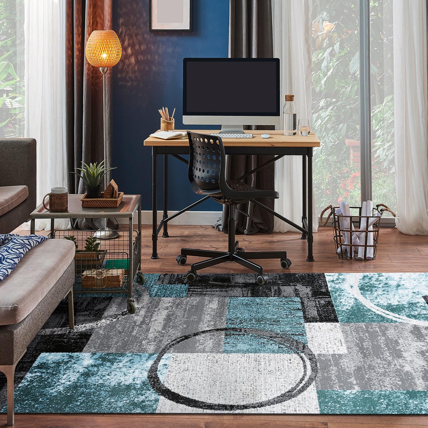 Rugshop Contemporary Abstract Circle Design Soft Area Rug 5'3