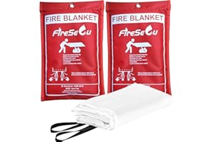FIRESECU Emergency Fire Blanket for Home and Kitchen,Fire Blankets Emergency for Home,2 Pack Fiberglass Flame Retardant Blanket Fire Safety Blanket for Camping,Grill,Car,Office,Warehouse,Fireplace(40” x 40”)