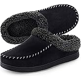 ULTRAIDEAS Men's Warm Fuzzy Moccasin Clog Slipper, Slip on Winter Comfy Indoor/Outdoor House Shoes