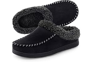 ULTRAIDEAS Men's Warm Fuzzy Moccasin Clog Slipper, Slip on Winter Comfy Indoor/Outdoor House Shoes