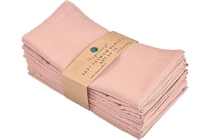 Fingercraft Dinner Cloth Napkins Washable Set of 12 Cotton Linen Blend, Premium Quality Soft Durable, Mitered Corners for Everyday Use Hotel Restaurant Easter Special Color Dusty Pink