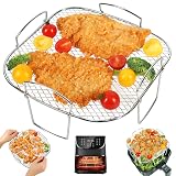 BYKITCHEN 8 Inch Square Air Fryer Rack, Stainless Steel Dehydrator Rack, Square Air Fryer Accessories for Cosori, Instant Vortex, Gourmia, Ninja Foodi Grill and More