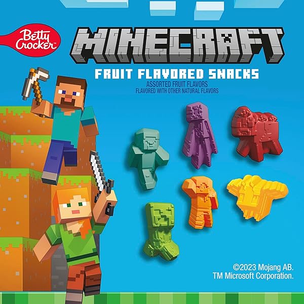 MINECRAFT FRUIT FLAVORED SNACKS, FAT FREE AND GLUTEN FREE SNACK, VALUE PACK, 17.6 OZ (22 POUCHES)