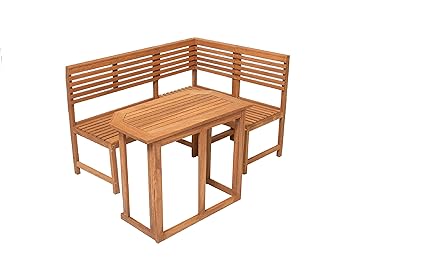 gartenmoebel-einkauf Eckbankset LINZ, Eckbank 142x100cm + Klappentisch 90x51cm, Eukalyptus geölt, FSC®-Zertifiziert