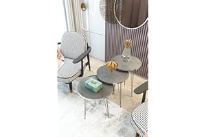 PAK HOME Set of 3 Nesting End Tables Round Wood Stacking Coffee Side Accent Table with Metal Legs for Living Room, Home Office, Nightstands for Bedroom