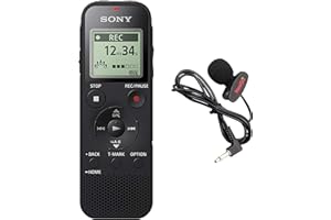 Sony Voice Recorder ICD-PX Series with Built-in Mic and USB, microSD Card Slot Up to 32 GB to Expand Memory, Adjustable Microphone Range, Includes A NeeGo Lavalier Lapel Mic
