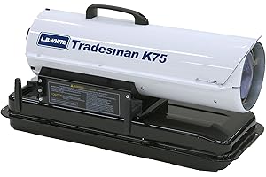 L.B. WHITE LB White Tradesman K75 Heater 75,000 BTUH, Kerosene, # 1 or # 2 Fuel Oil, Portable Forced Air Torpedo Heater for Construction, Shop & Industrial Use