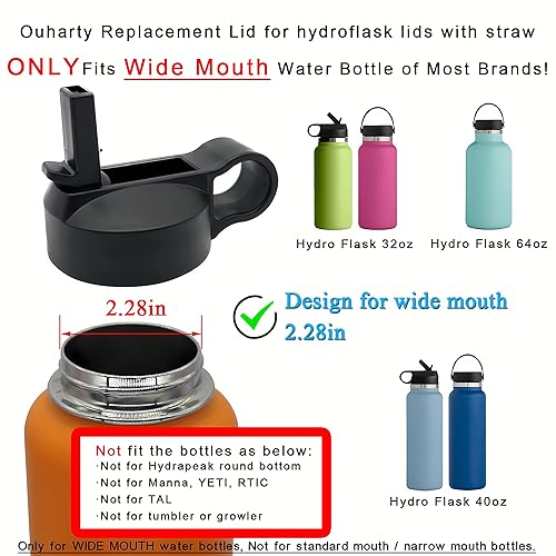 Ouharty Replacement Straw Lid for Hydroflask Wide Mouth Water
