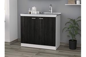 Tuhome Napoles Laundry Sink, Utility Sink with Stainless Steel Integrated Sink, Cabinet and Pull-Out Faucet Cabinet Combo for Laundry Room, Utility Room, Bathroom and Kitchen