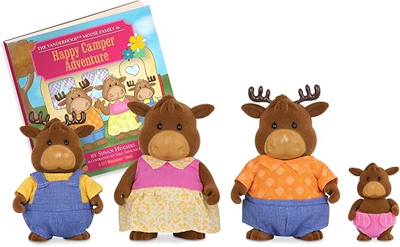 Li L Woodzeez 6463 Moose Family With Storybook Vanderhoof Elch Familie Mit Geschichtenbuch Multi Amazon De Spielzeug