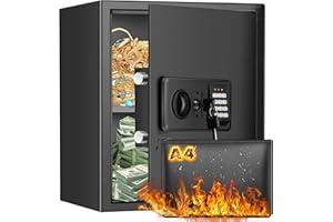 ZOGOLA 2.0 Cubic Home Safe Fireproof Waterproof with Keypad & 2 Keys, Anti-Theft Digital Security Safe Box with Fireproof Bag, Fireproof Document Safe for Home Business Firearm Money