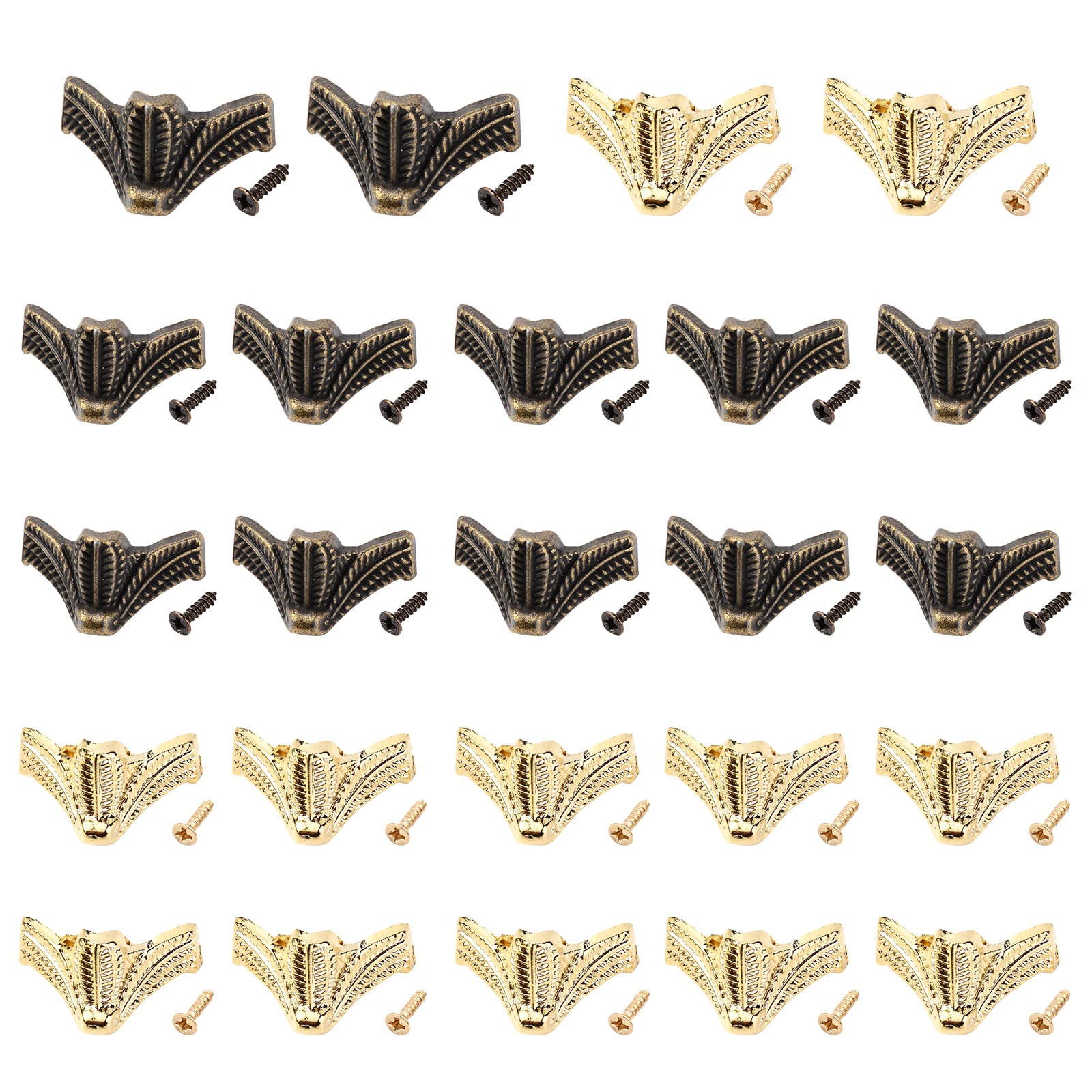 GORGECRAFT 24Pcs Antique Box Legs Zinc Alloy Wood Box Feet Leg Corner Protector Wood Case Jewelry Chest Storage Box Feet Leg Corner Protector with Screws