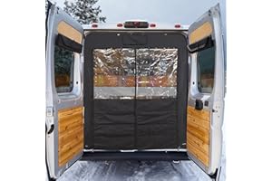Vanhoxcci Van Chill Curtain Fit for RAM Promaster 2015-2025 High Roof Rear Door, Insulated Privacy Thermal Curtain Blocks Cold with Auto-Close Magnets, Ideal for Van Life, Camping
