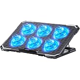 ICE COOREL Laptop Cooling Pad with 6 Cooling Fans, Cooling Pad for Laptop Fan 13-15.6 Inch, Laptop Cooler Stand with 6 Height