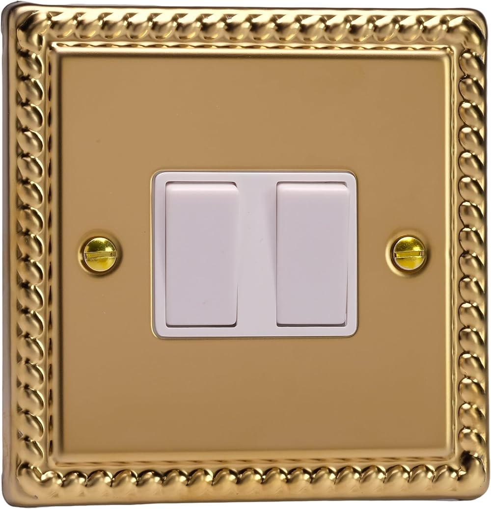 Varilight 2G 1 or 2 Way 10A Switch Georgian Brass XG2W