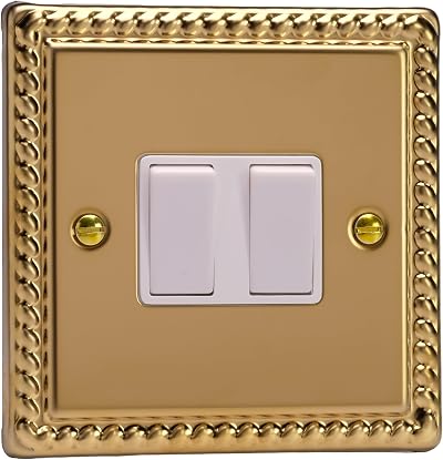 Varilight 2G 1 or 2 Way 10A Switch Georgian Brass XG2W