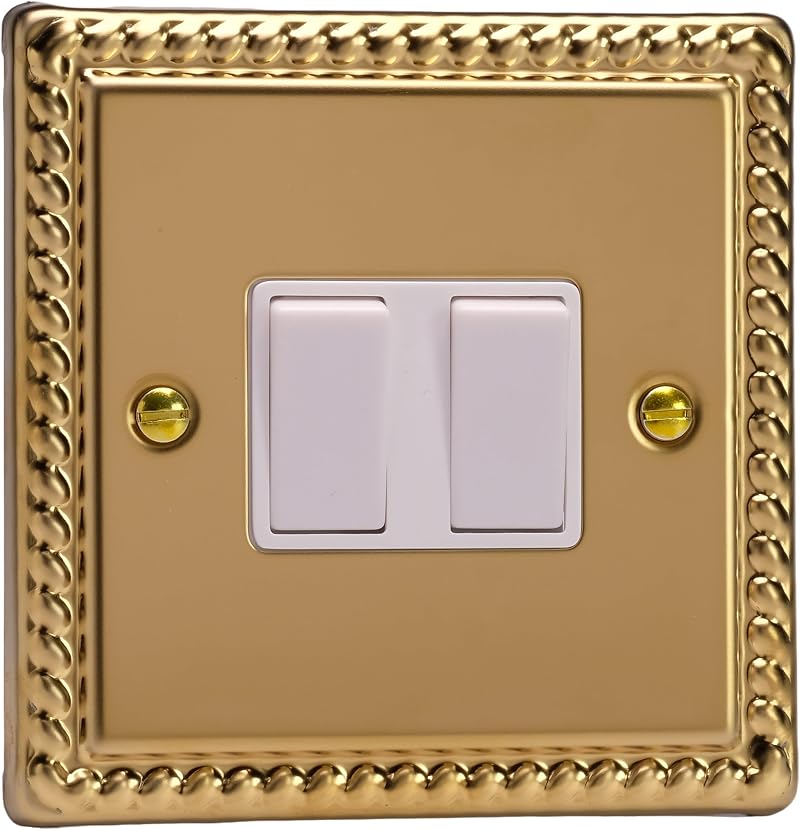 Varilight 2G 1 or 2 Way 10A Switch Georgian Brass XG2W