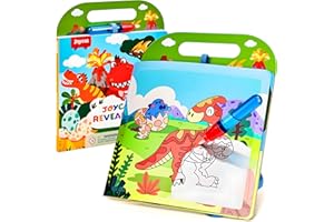 JoyCat Dinosaur Magic Water Coloring Book for Toddlers Ages 3-5, Reusable No-Mess Travel Activity Book with Water Pen, Gifts 
