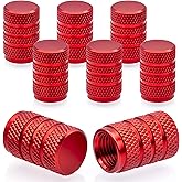 MEAJOO 8PCS Tire Valve Stem Caps, Dust Proof, Anodized Aluminum Universal Tire Valve Stem Covers for Cars, SUV, Trucks, Bikes, Motorcycles, Bicycles(Red)