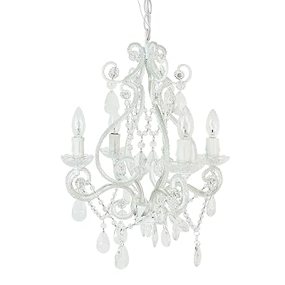 Tadpoles 4-Bulb Vintage Mini-Chandelier, Plug-In or Hardwired, White
