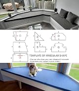 SINCERE Custom Bench Cushion, Indoor Bay Window Seat, Gray Foam Topper view 6