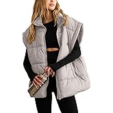 APAFES Women Winter Oversized Puffer Vest Quilted Lightweight Stand Collar Sleeveless Padded Puffy Jackets Coat with Pockets