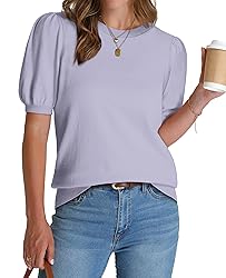Womens Tops Puff Short Sleeve Sweater for Women
