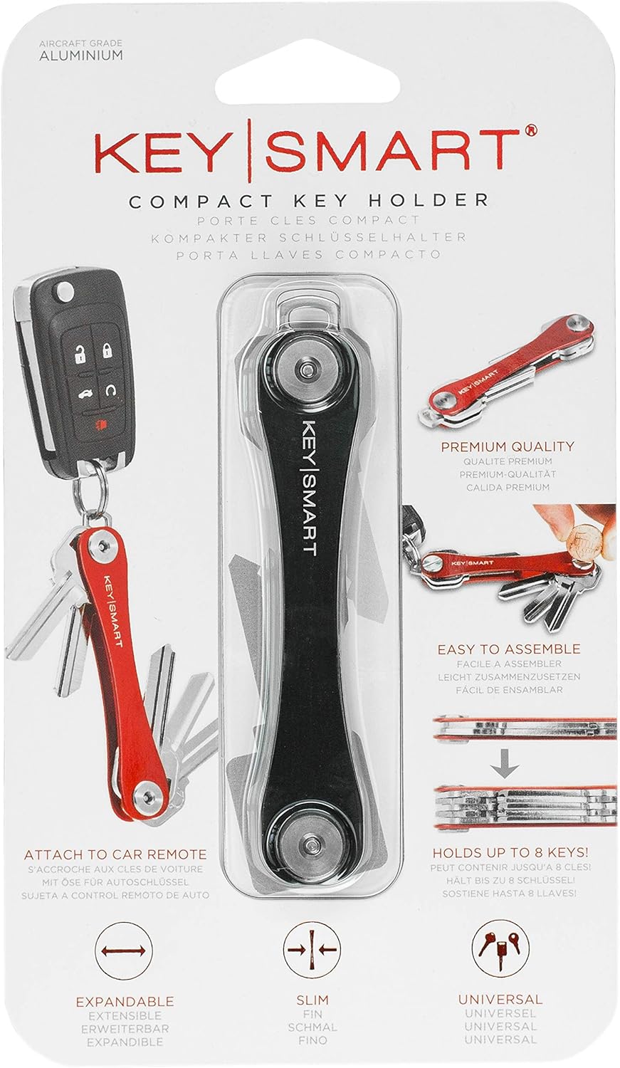 KeySmart - Compact Key Holder and Keychain Organizer (up to 14 Keys, Black): Office Products