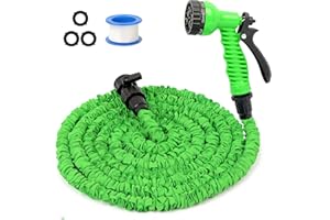 WUDKEY Expandable Garden Hose Water Pipe: 50FT Flexible Water Hose with 7 Function Spray Nozzle, Lightweight Outdoor Hose Pipe Spray Gun for Gardening Washing