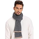 LyzerMia Mens Wool Scarf Winter Knitted Scarves Warm for Cold Weather with Gift Box