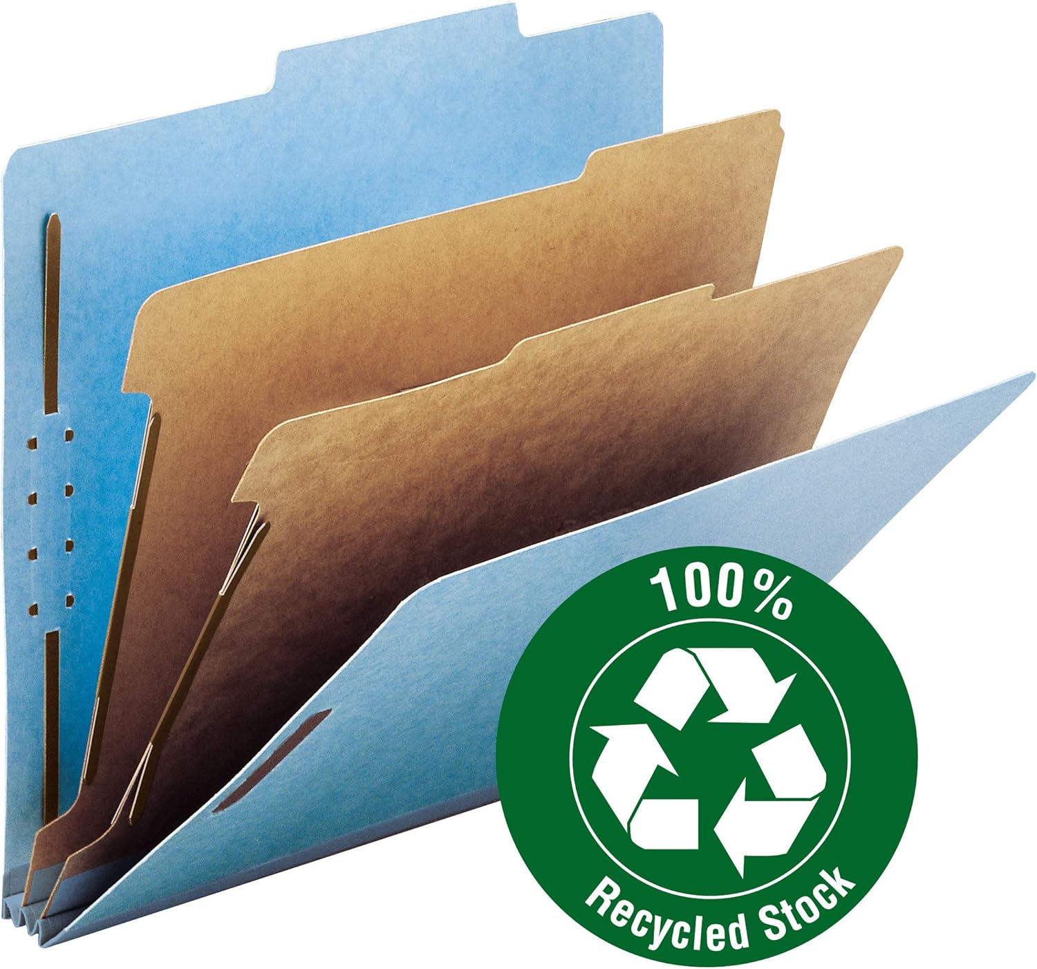 Smead 100% Recycled Pressboard Classification File Folder, 2 Dividers, 2" Expansion, Letter Size, Blue, 10 per Box (14021) : Colored File Folders : Office Products