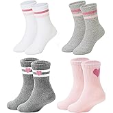 American Trends Kids Athletic Boys Girls Crew Socks Toddler Striped Socks School Uniform Socks 4 Pairs 4-12 Years