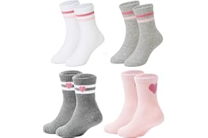 American Trends Kids Athletic Boys Girls Crew Socks Toddler Striped Socks School Uniform Socks 4 Pairs 4-12 Years