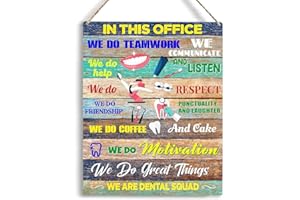 YCYD Office Decor Dental Guard Dental Hygienist Wall Decor Sign In This Office We Are Teamwork Dentist We Are Squad Office Gifts Inspirational Dental Clinic Home Decor Wall Art Wood Sign 10x8 Inch.
