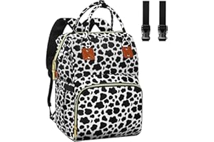 HABOPET Diaper Bag Backpack Multi-Function Baby Bag With Large Capacity and Insulated Pockets Diaper Backpack Organizer Bag for Mom/Dad, Cow Print