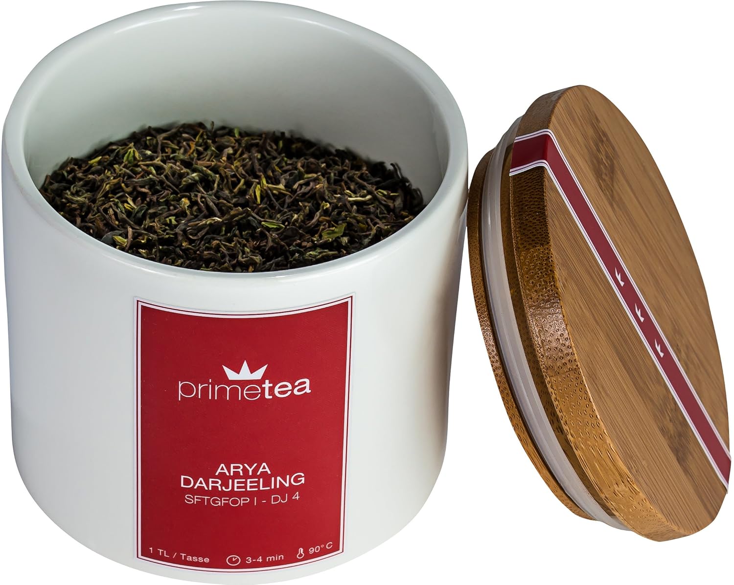 "ARYA Darjeeling" Premium Tee in Keramikdose mit Bambusverschluss, 100 g, edel und ideal als